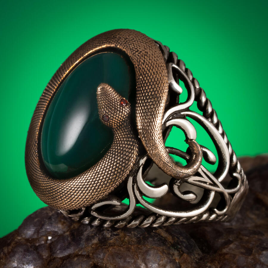fierce-snake-yilan-motifli-yesil-tasli-gumus-erkek-yuzuk-tal-erkek-yzkleri-50621-12-B