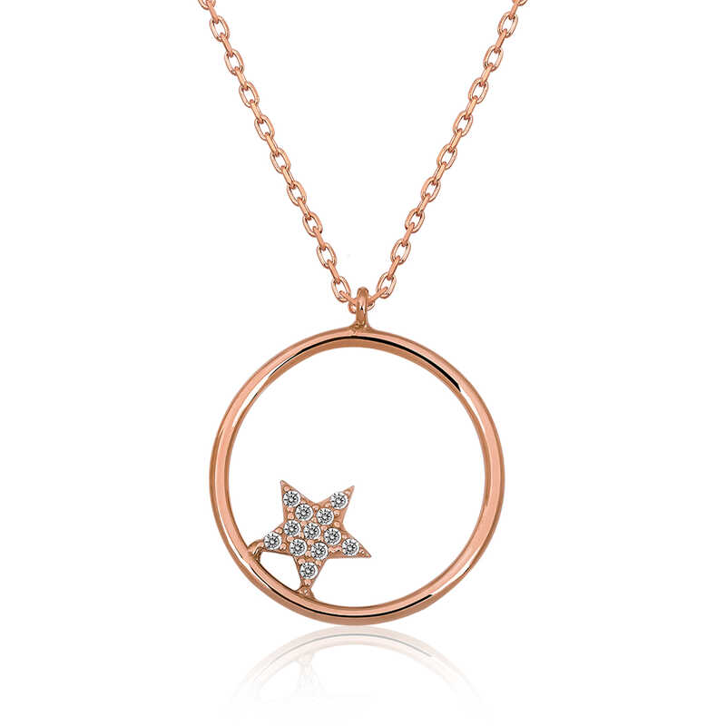 gumus-rose-yildiz-detayli-halka-kolye-yldz-kolyeler-gumush-34114-46-B
